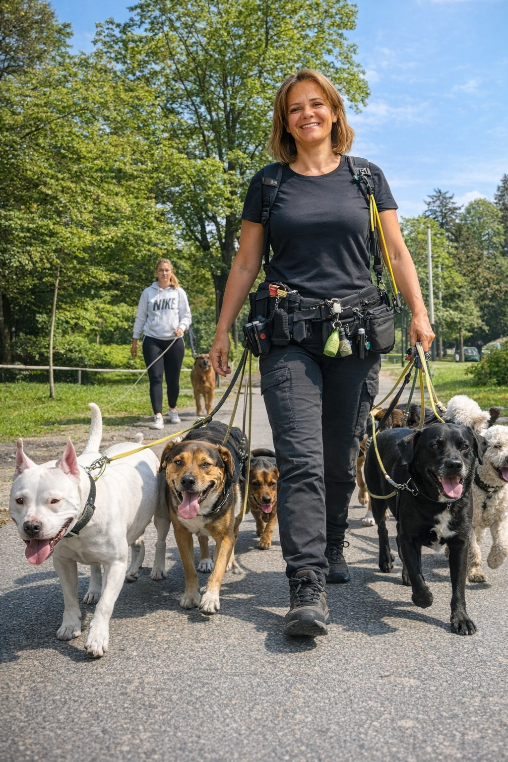 Cuidadora Luna com cães